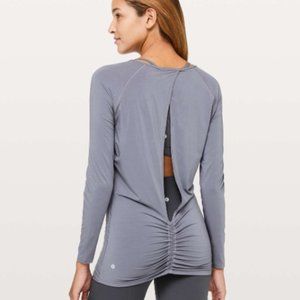 ❄️3/$30 LULULEMON Deep Stretch Long Sleeve Open-Back Ruched Top - Grey